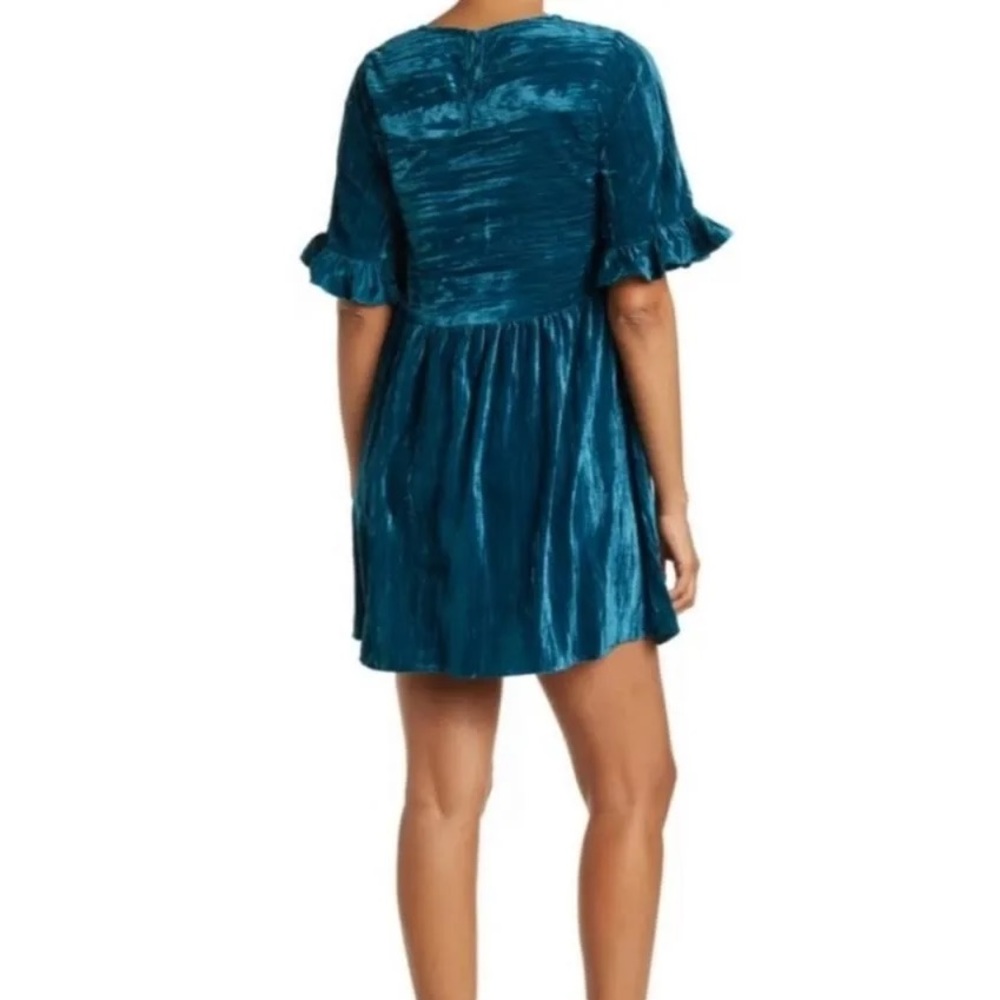 Melloday velvet ruffle sleeved mini dress